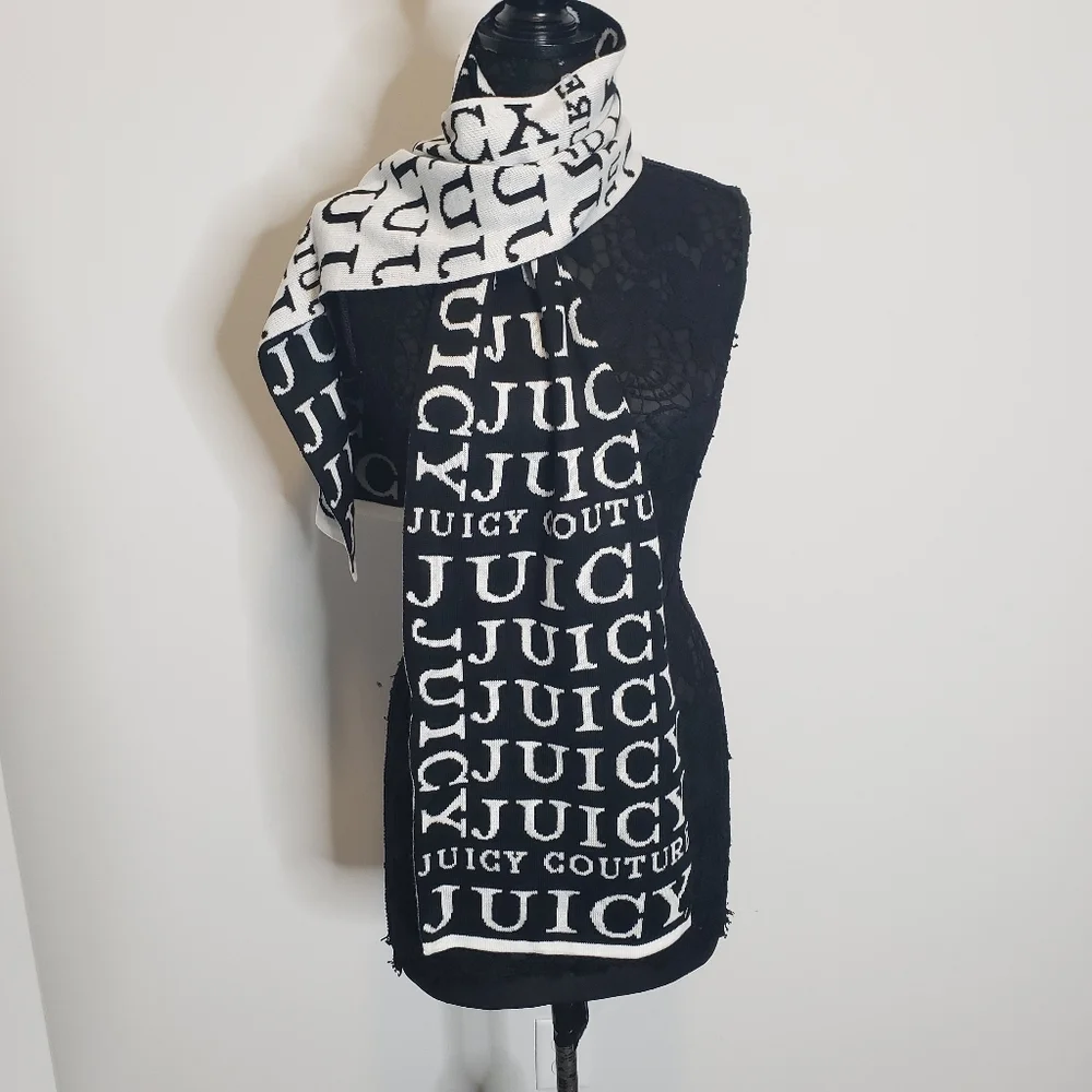 Juicy‎ Couture Women's Black /White Jersey Knit Scarf
